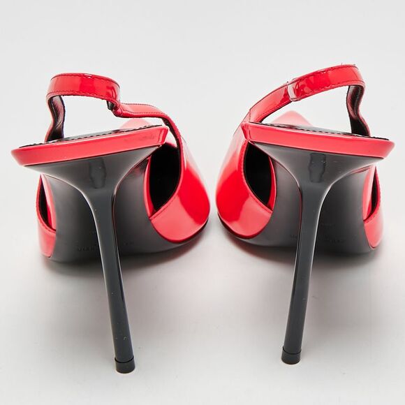 Saint Laurent Kiss Size 40 Neon Pink Patent Leather Slingback Pumps - Picture 5 of 7